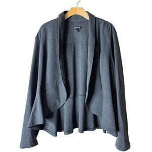 Torrid Plus 2X Dark Heather Gray Open-Front Crop Peplum Blazer Jacket